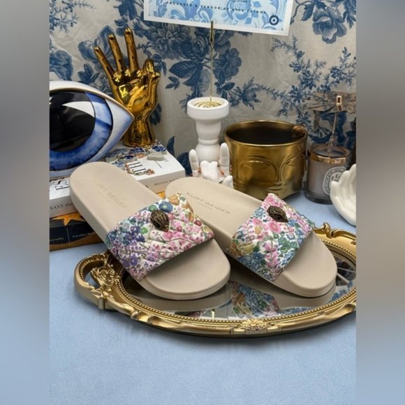 🆕 KURT GEIGER LONDON 🧿 NWOT Meena Eagle Floral Couture Pool Slide, Sz 5.5 - Picture 7 of 11